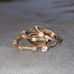 Forever 21 Stackable Ring Set Gold Gems